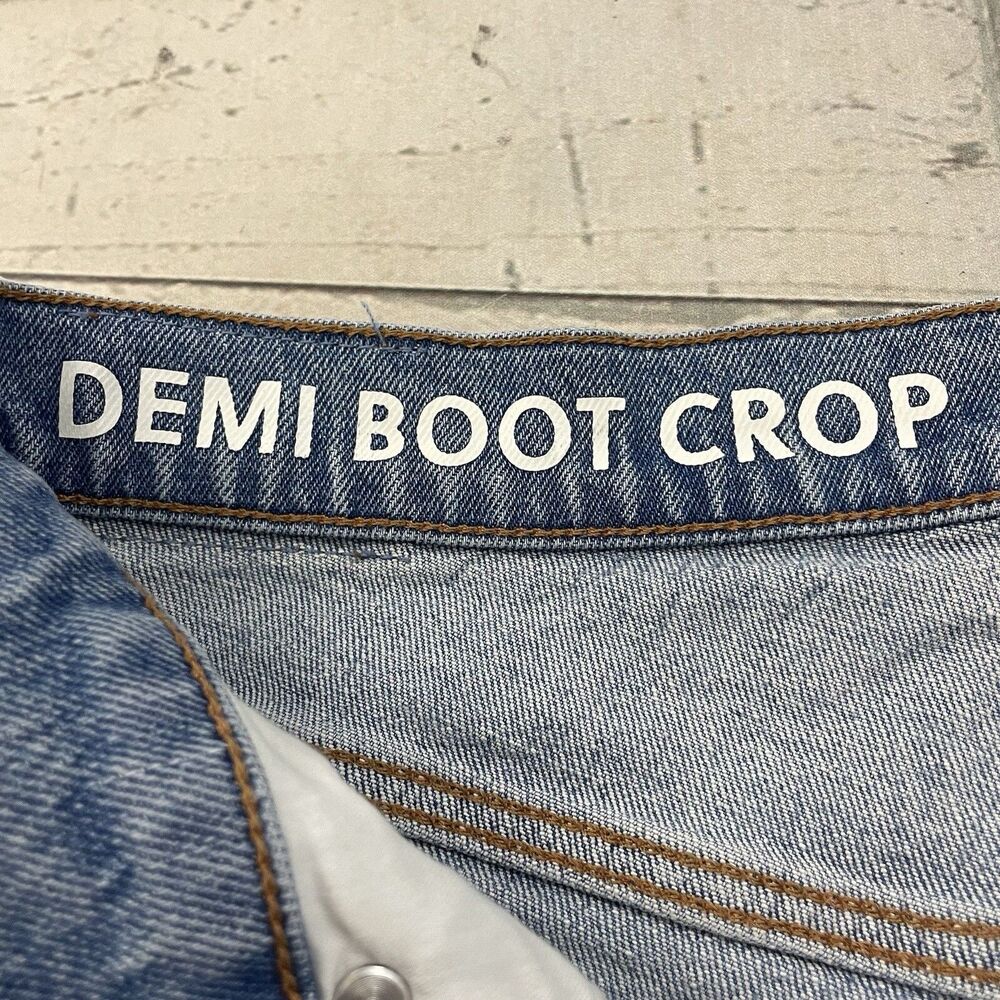 J. Crew Women's Size 29 Blue 9" Demi Boot Crop Light Wash Distressed Denim Jeans - Picture 5 of 8